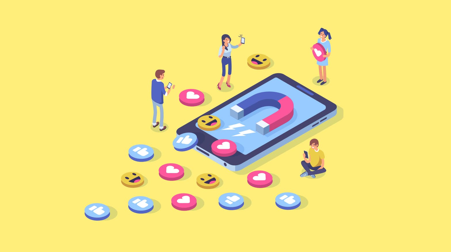 Illustration of a team building brand awareness together