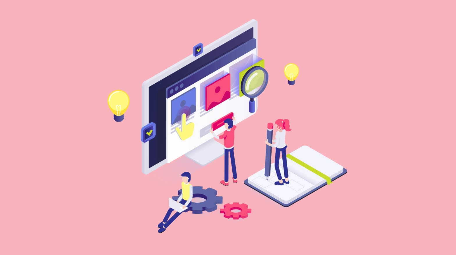 Illustration of a team improving the user experience of a website