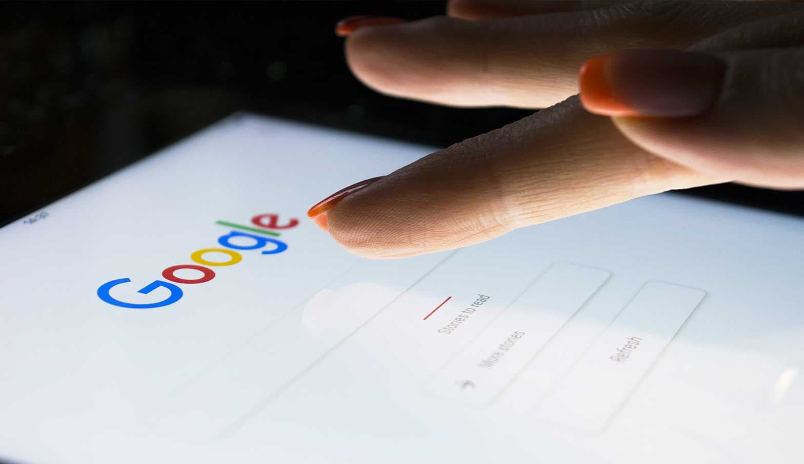 A person using Google on their mobile device