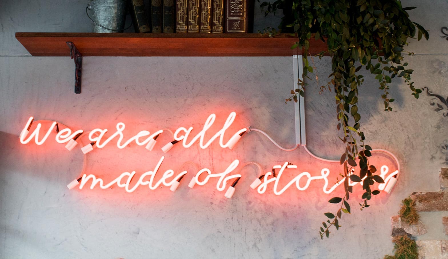 Neon signage for a brand telling a story