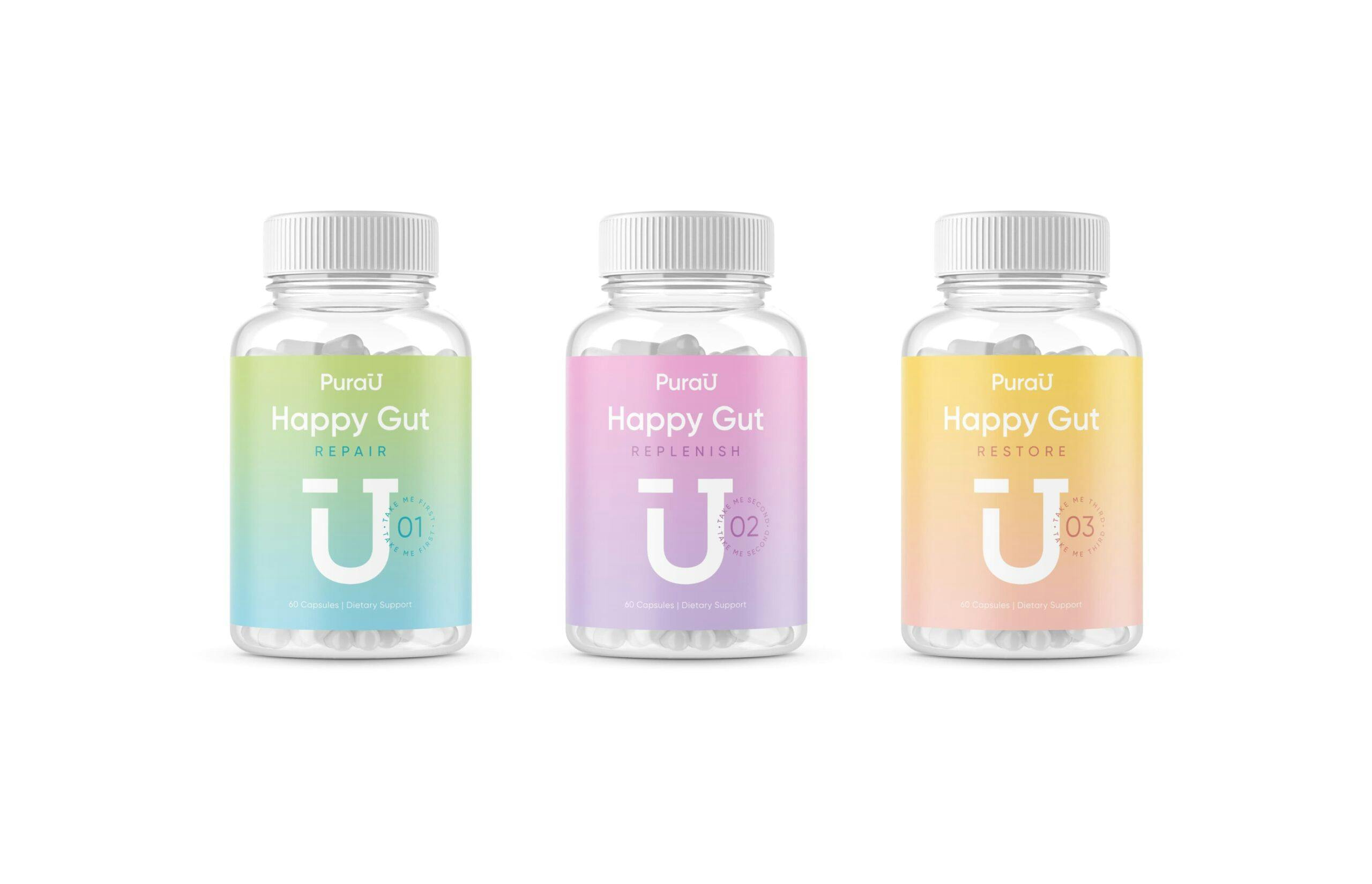 PuraU brand packaging mockups - pill bottles
